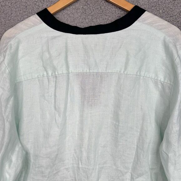 Talbots Top Shirt Linen Womens Mint Green Size XL Long Sleeve Classic Summer - Picture 11 of 11